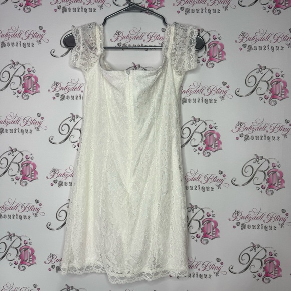 Sugar thrillz dolls kill milk maid dress lace white ribbon π bow rose bud y2k - Picture 2 of 10